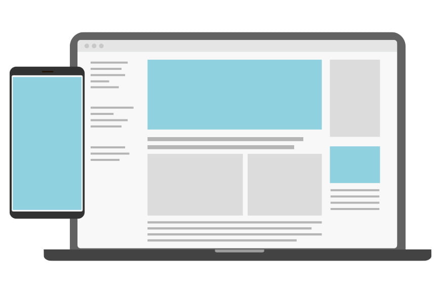 Display-mainonta palvelusivun kuvituskuva, jossa esimerkkejä display-mainosten asettelusta sivustolla.